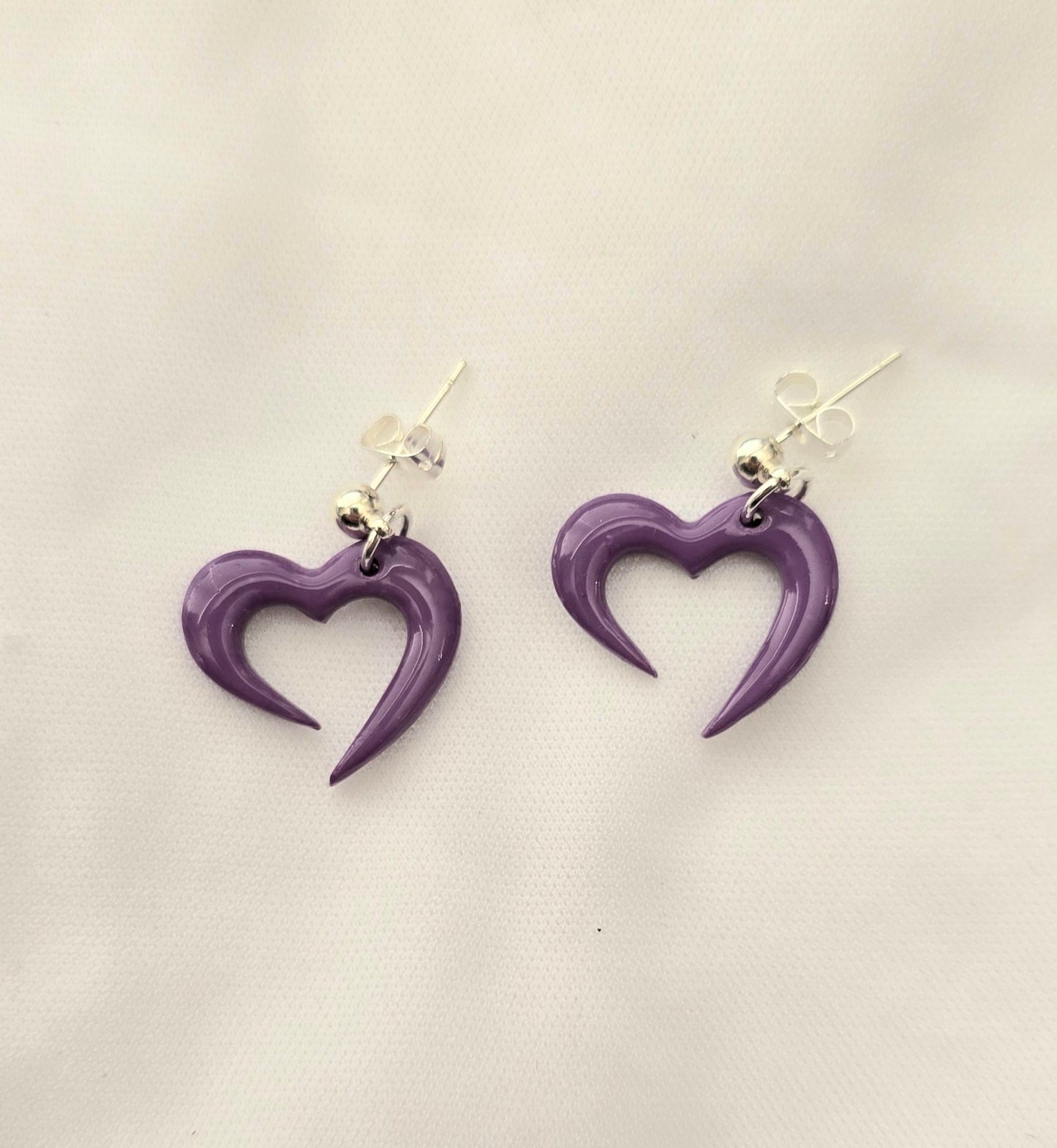 Purple Open Heart Earrings