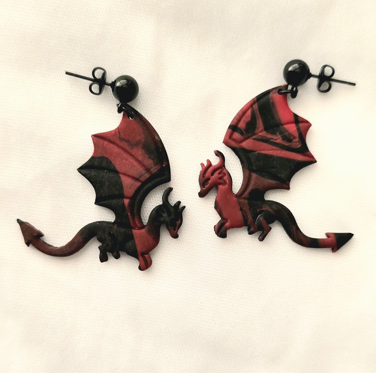Black and Red Dragon Earrings, Style 3