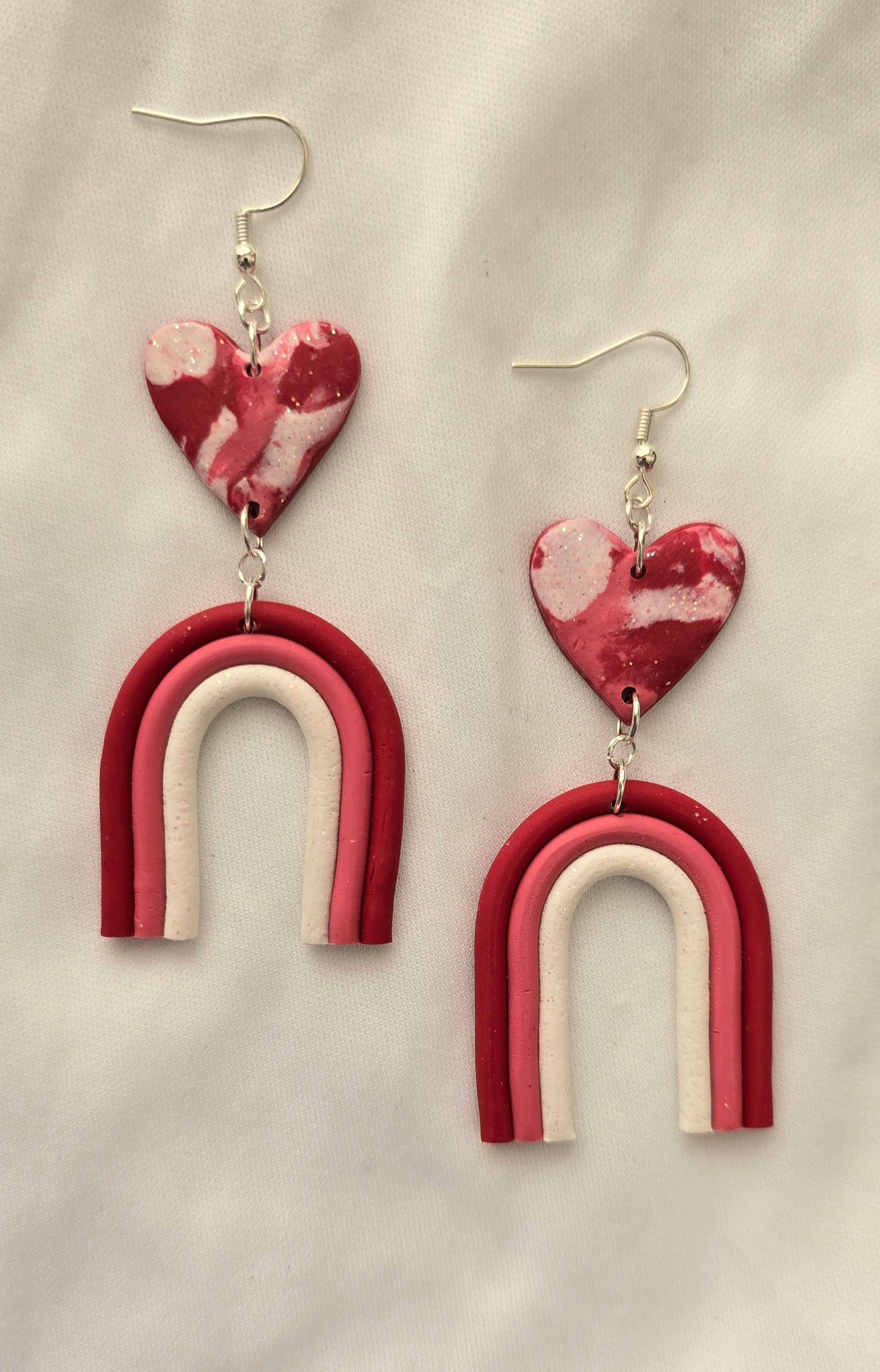 Rainbow Heart Dangle Love Earrings
