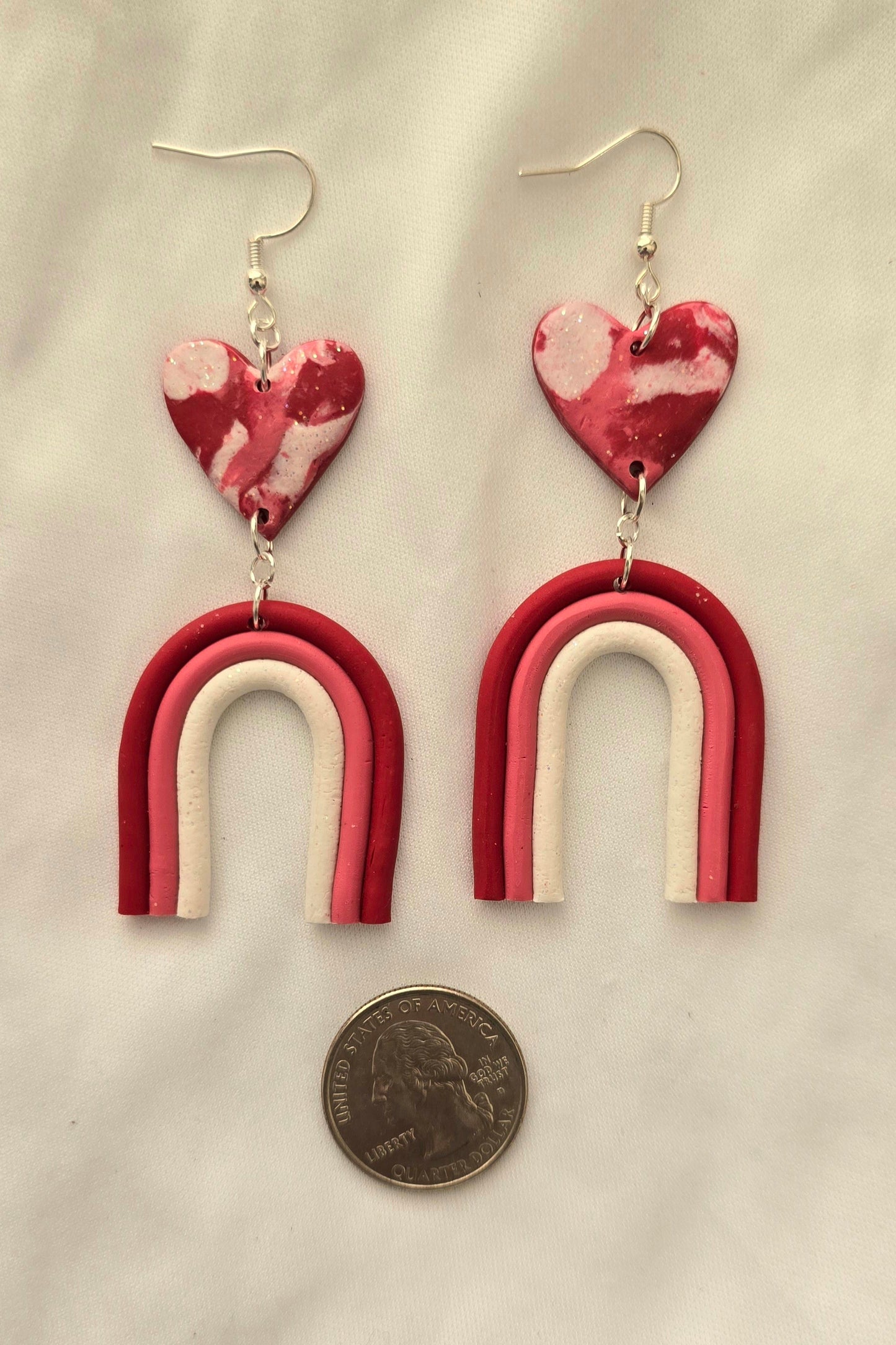 Rainbow Heart Dangle Love Earrings