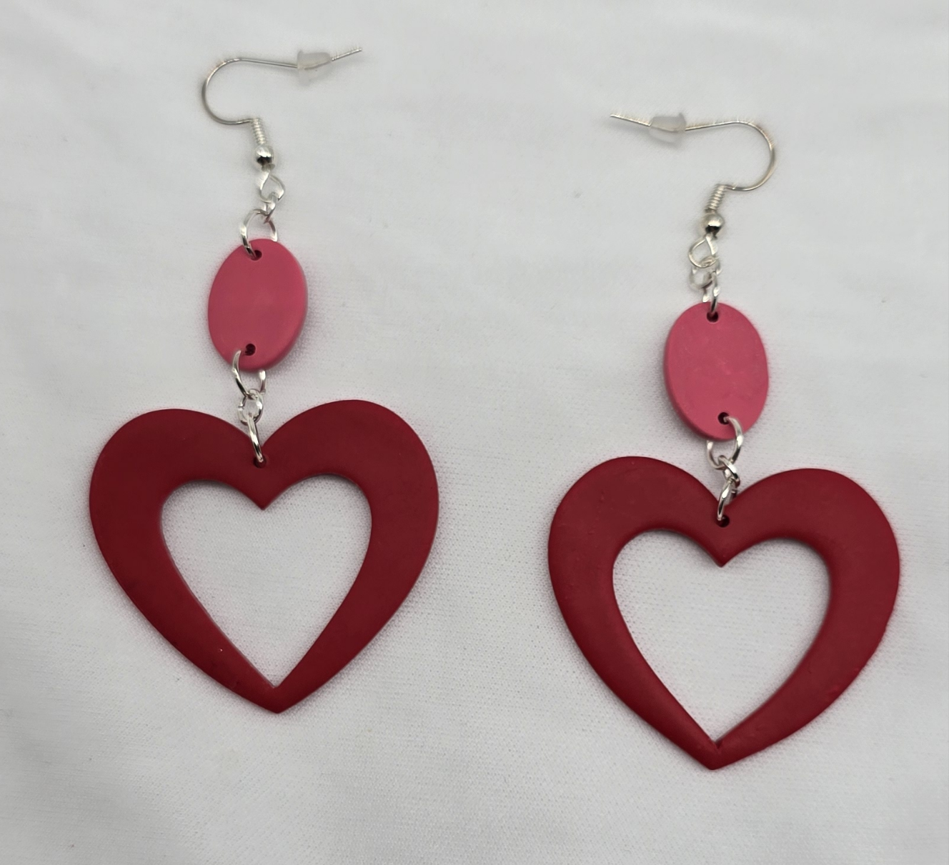 Red Open Heart Earrings