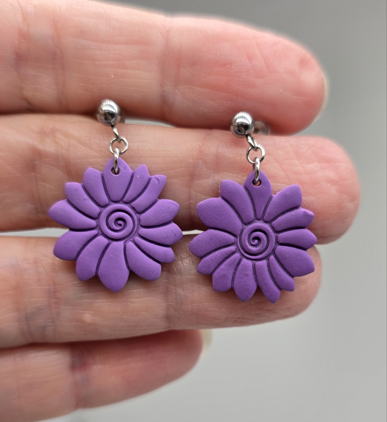 Purple Sunflower Earrings