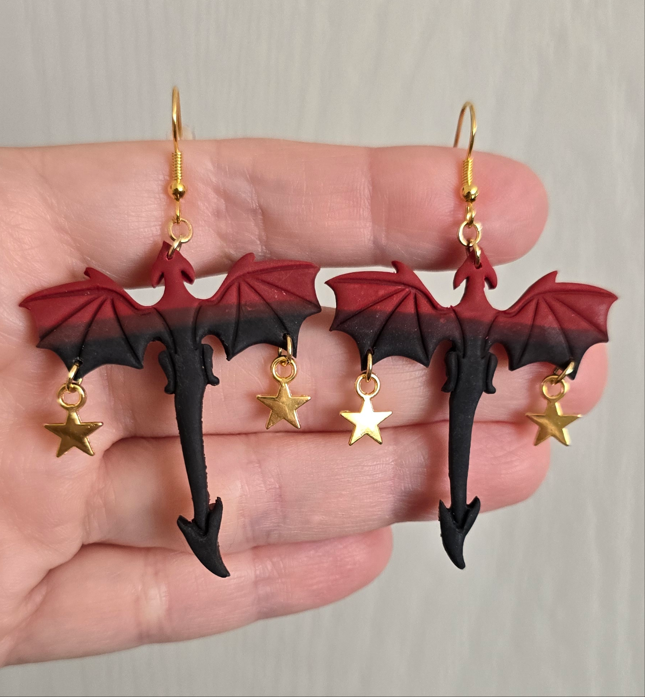 Black and Red Dragon Earrings, Style 2