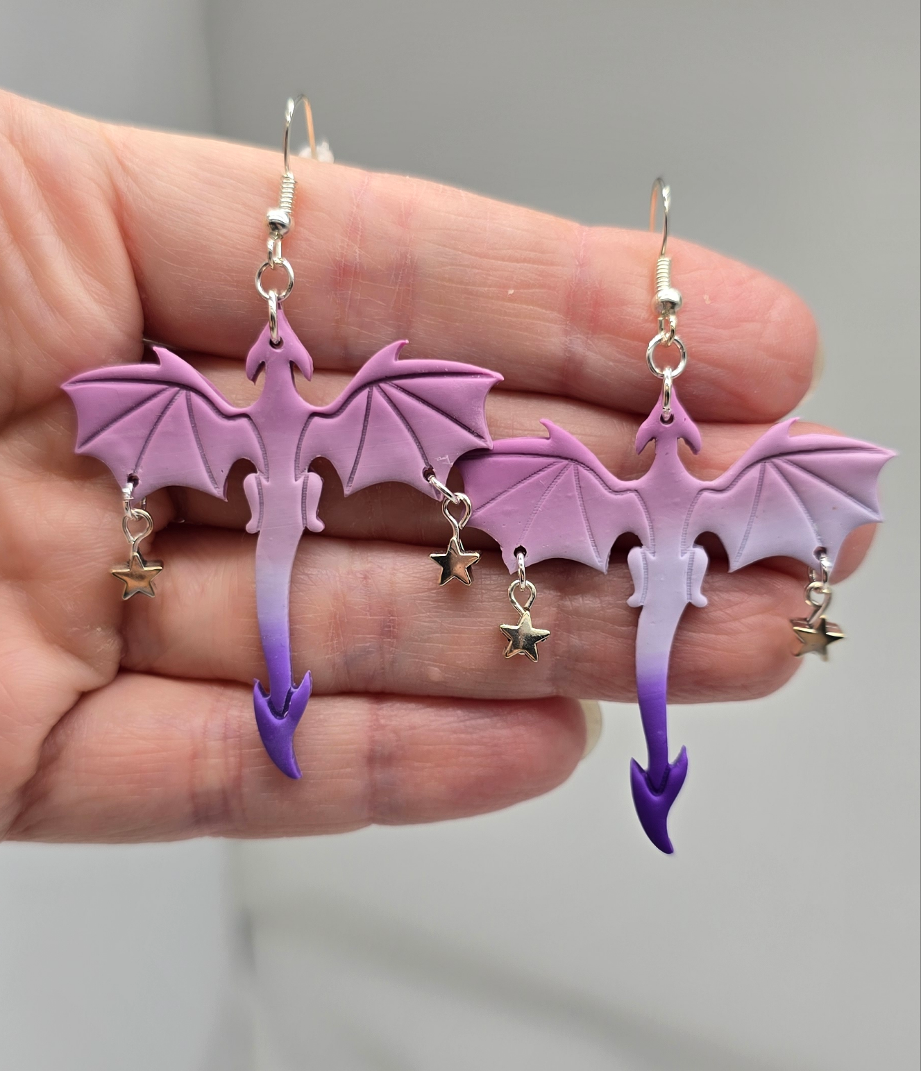 Purple and Pink Dragon Earrings, Style 1
