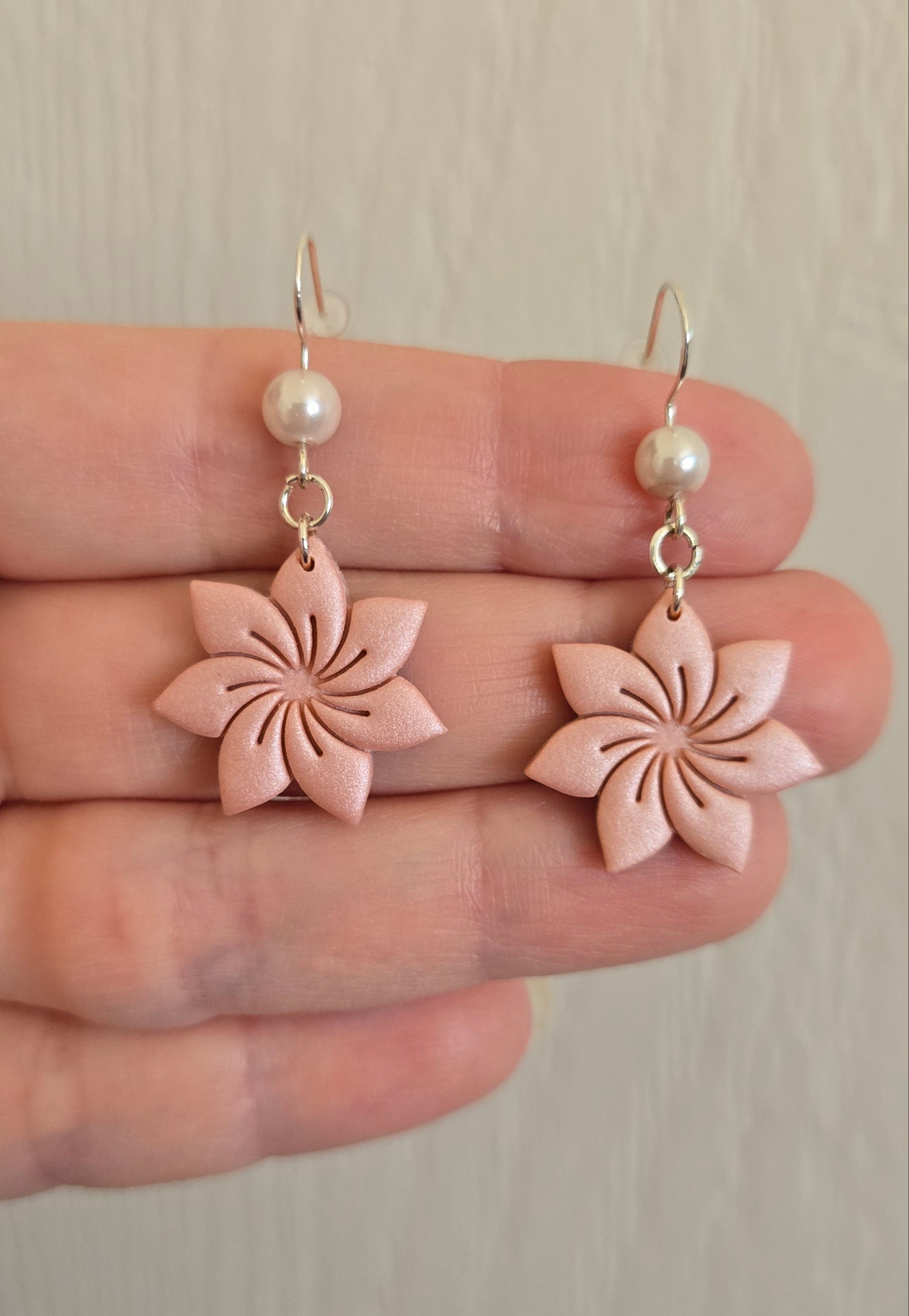 Pink Pearl Flower Earrings