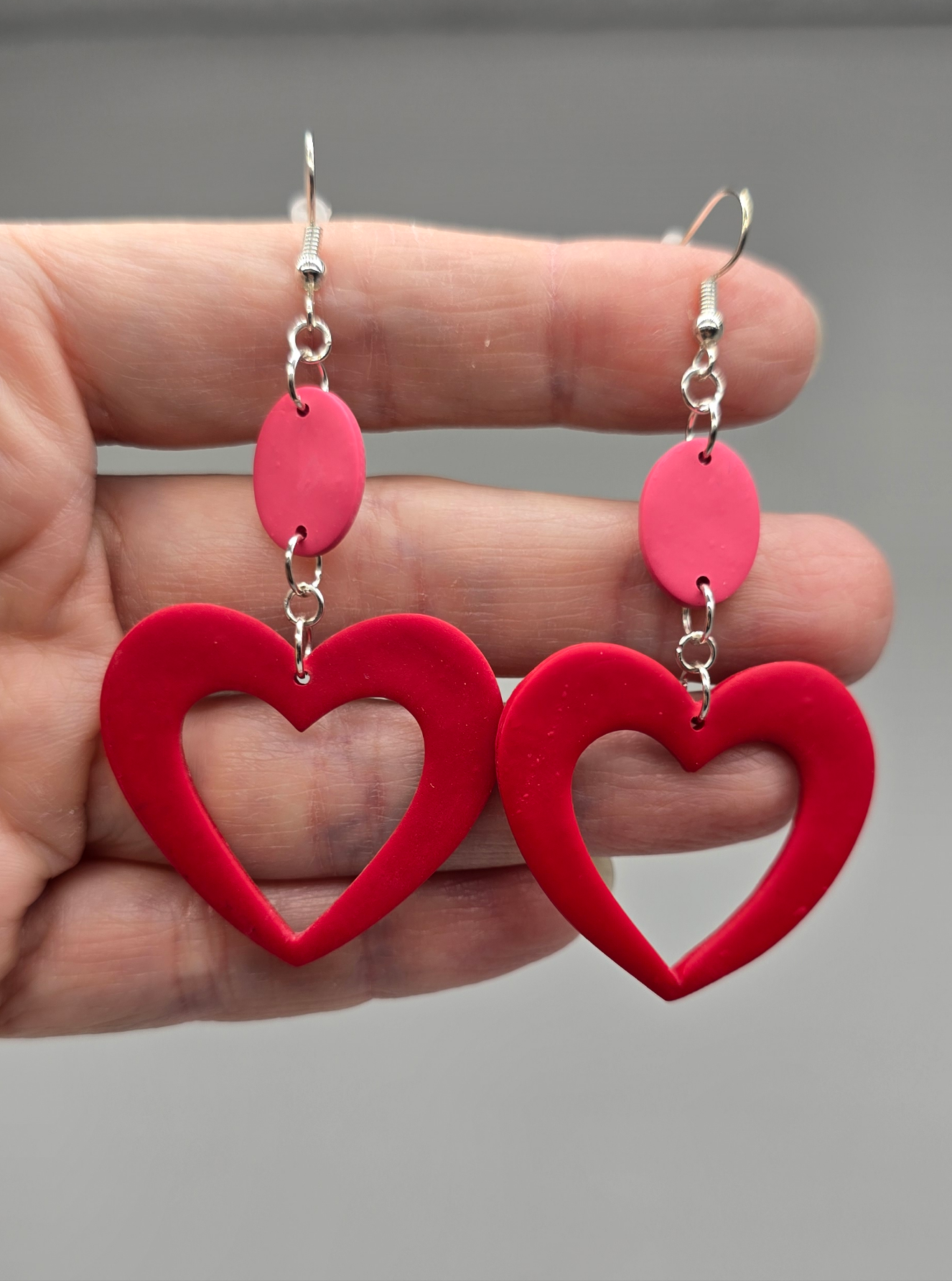 Red Open Heart Earrings