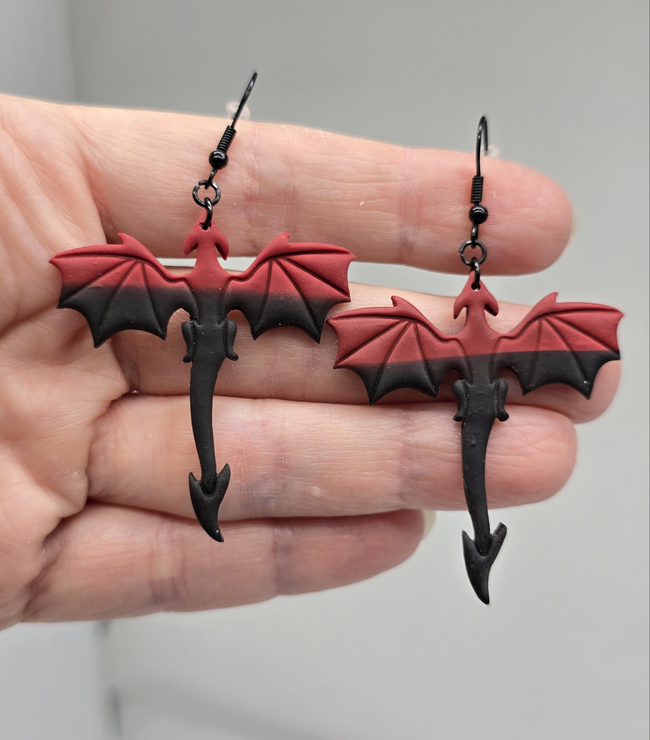 Black and Red Dragon Earrings, Style 1