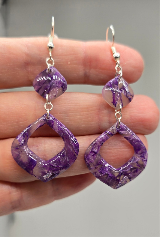 Amethyst Faux Hoop Dangle Earrings