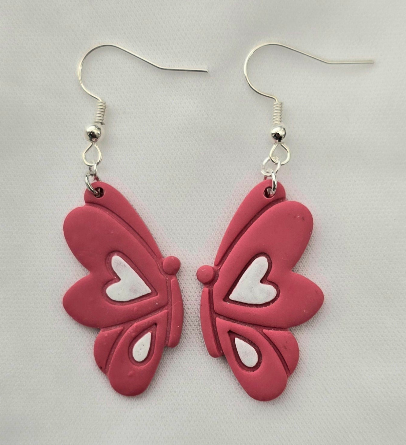 Pink Butterfly Heart Wing Earrings