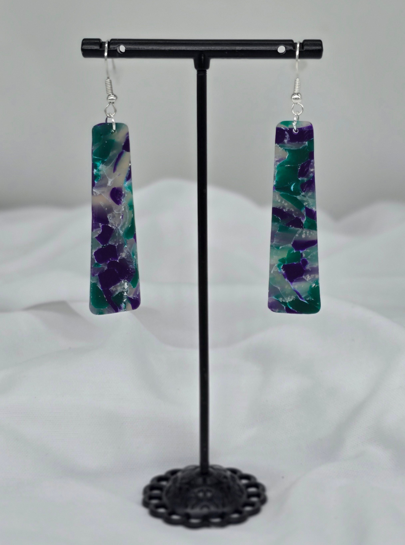 Rainbow Green Topaz Faux Dangle Earrings