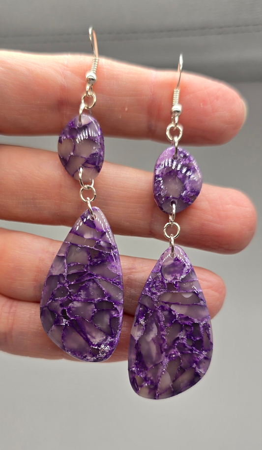Amethyst Faux Oval Dangle Earrings