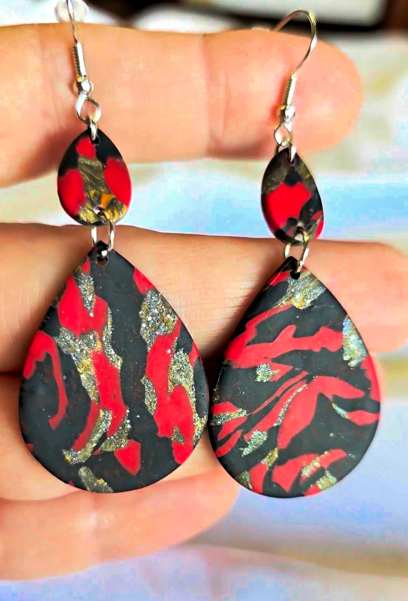Fire and Ice Teardrop Earrings