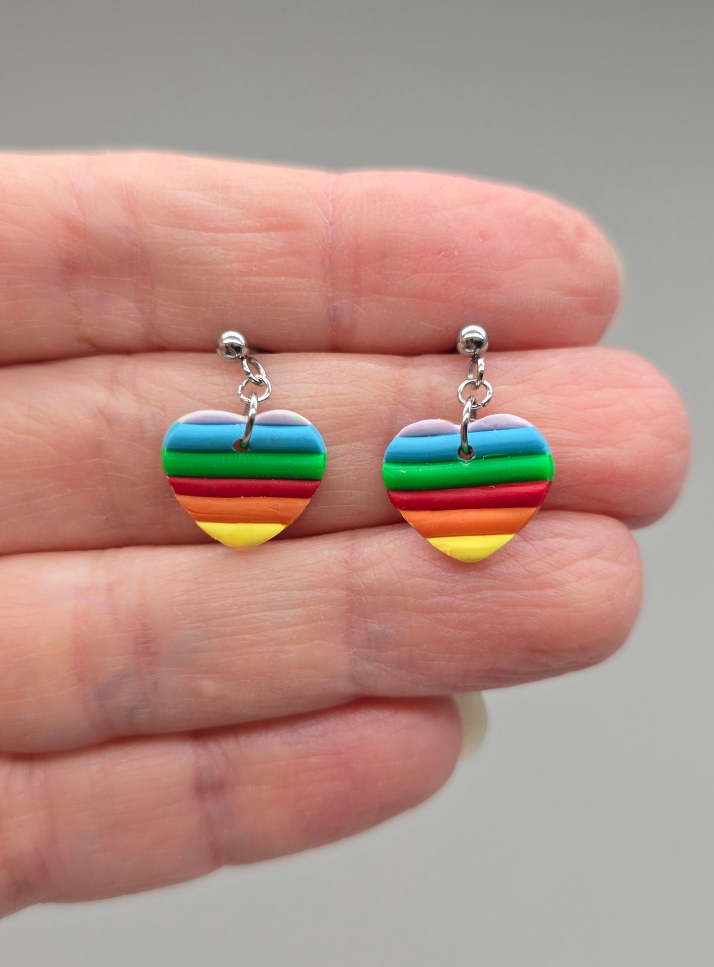 Small Rainbow Heart Earrings