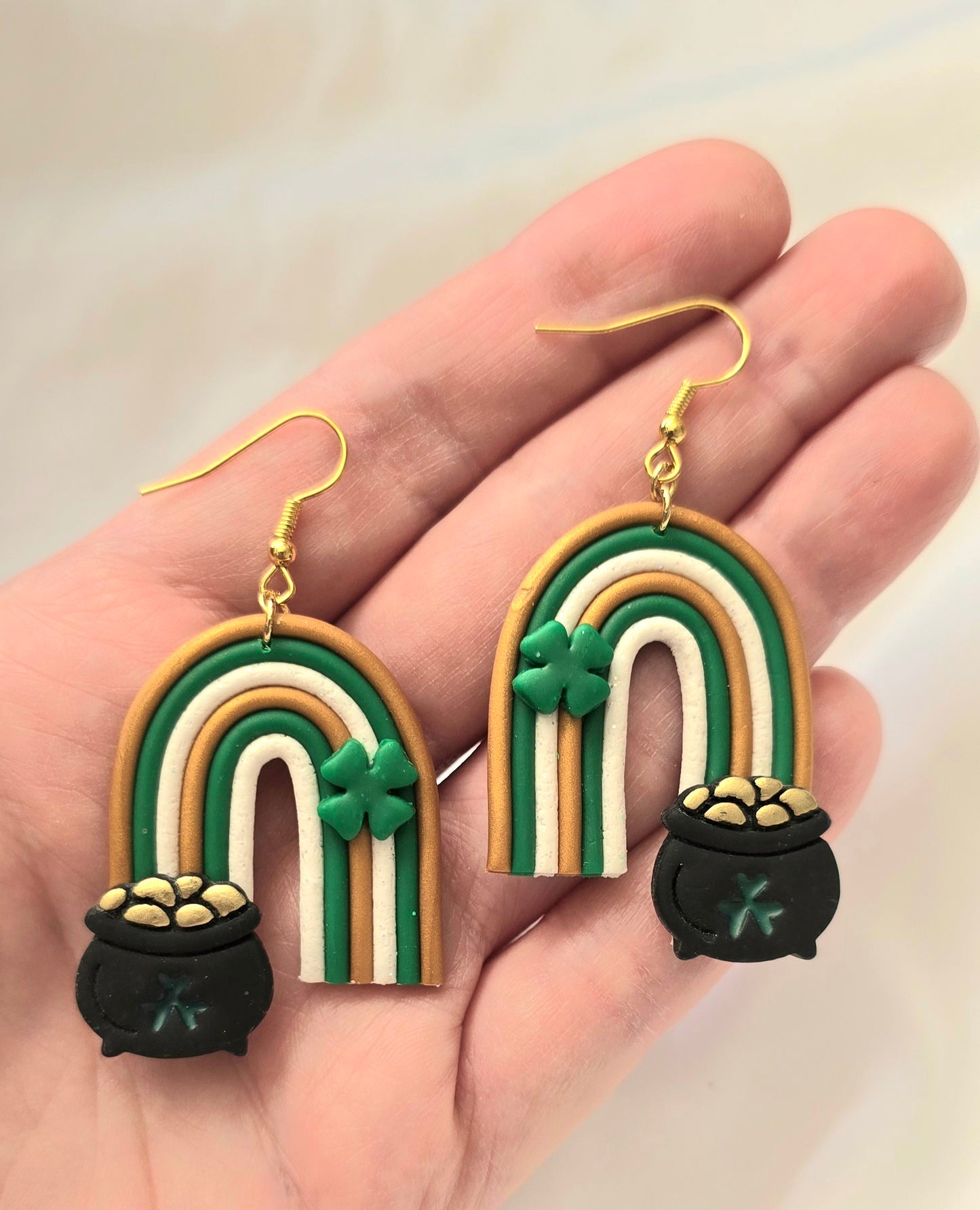 St. Patrick's Day Rainbow with Pot of Gold Earrings