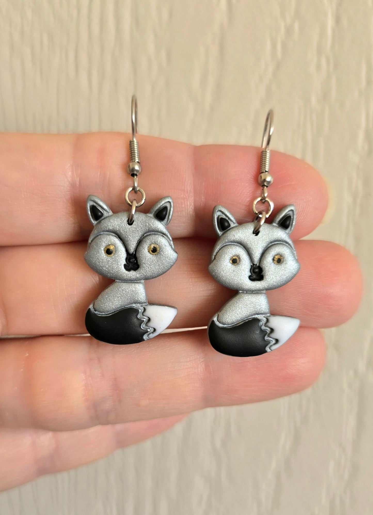 Sly Silver Fox Dangle Earrings