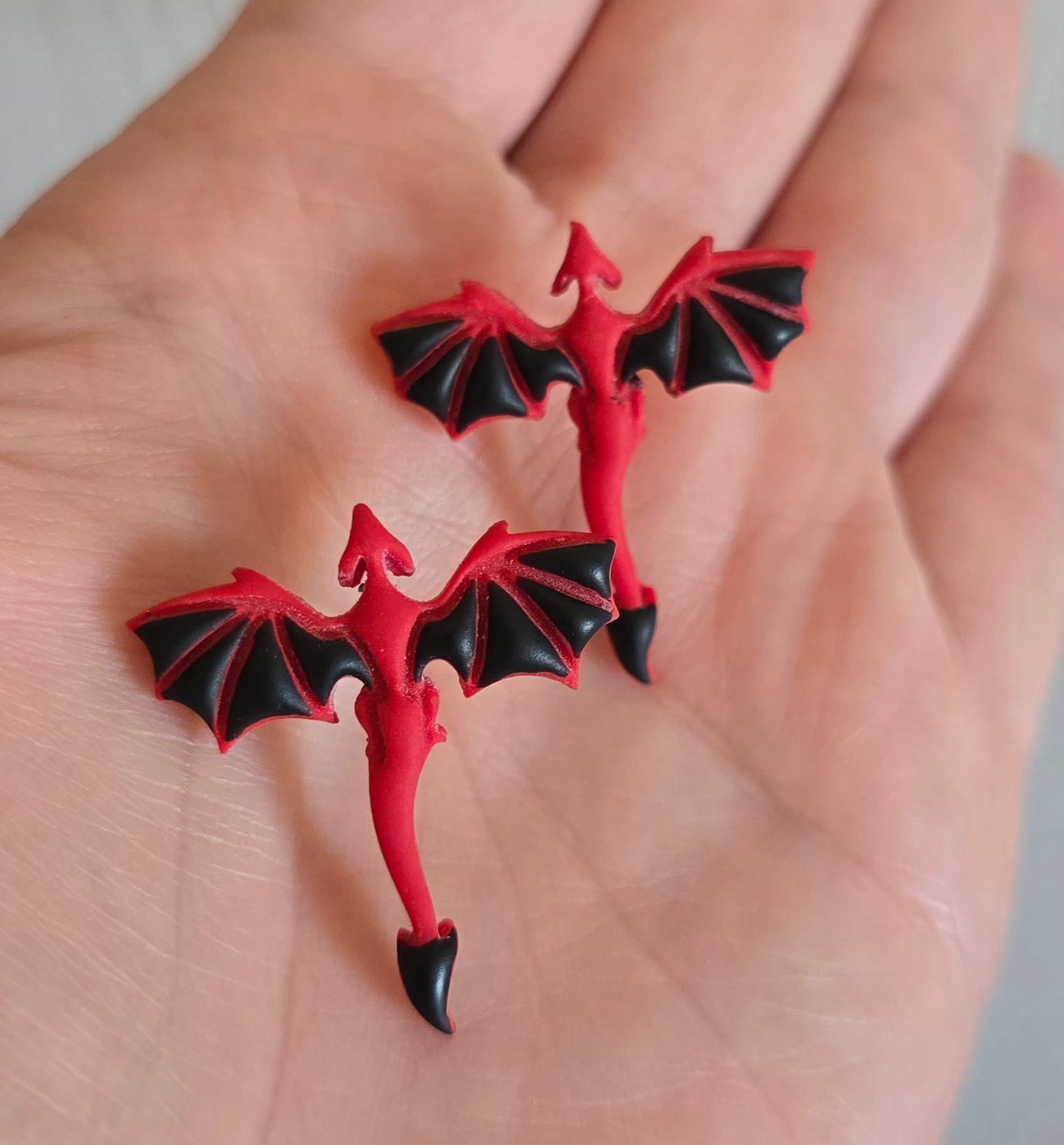 Red and Black Small Dragon Earrings
