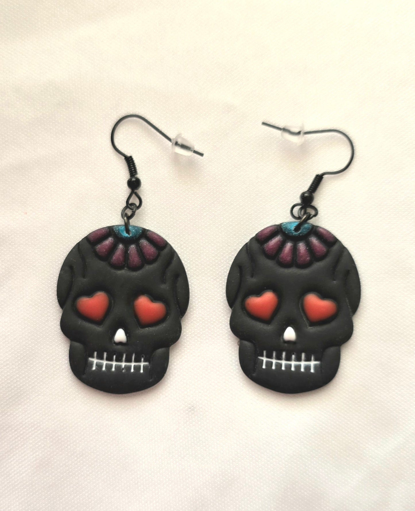 Black Sugar Skull Earrings