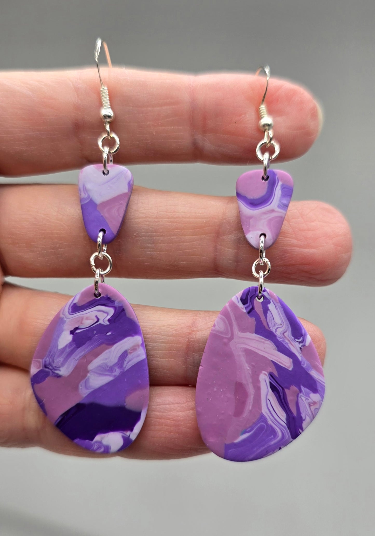 Shades of Purple Swirl Teardrop Earrings