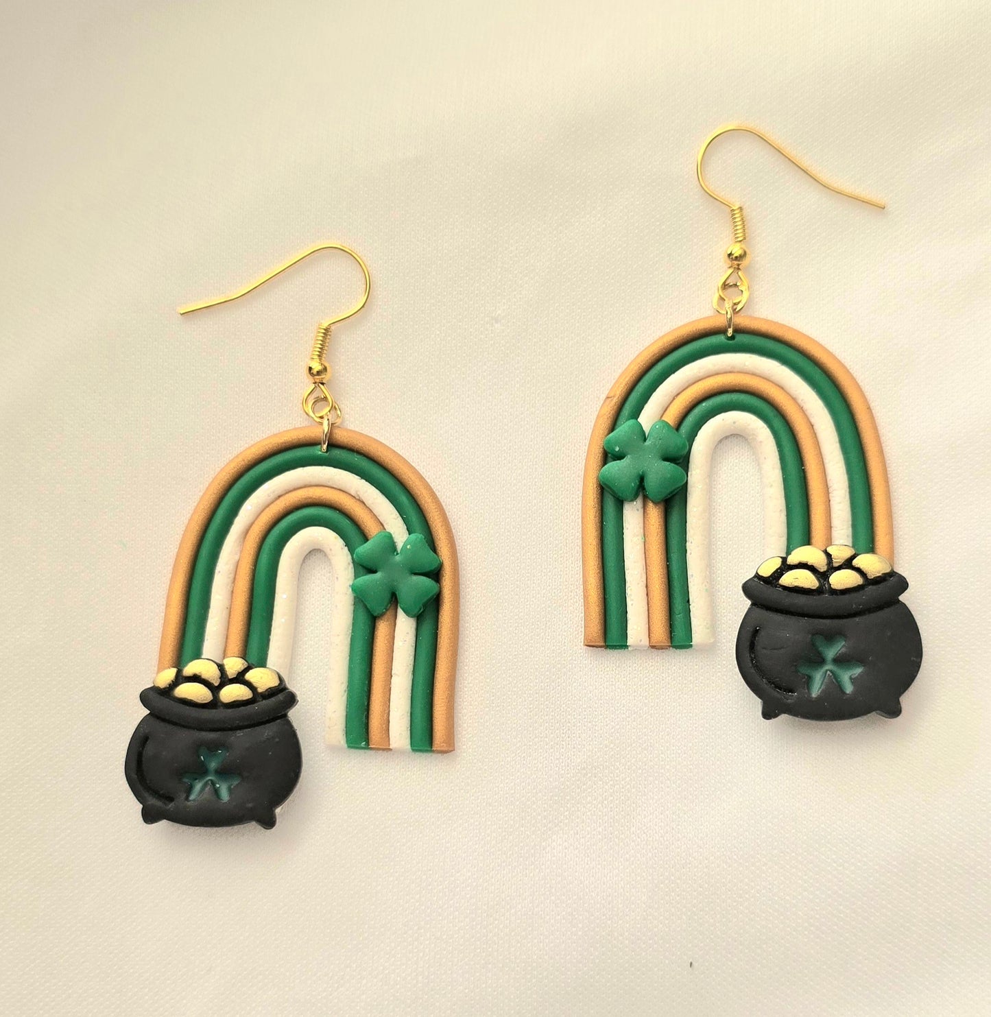 St. Patrick's Day Rainbow with Pot of Gold Earrings