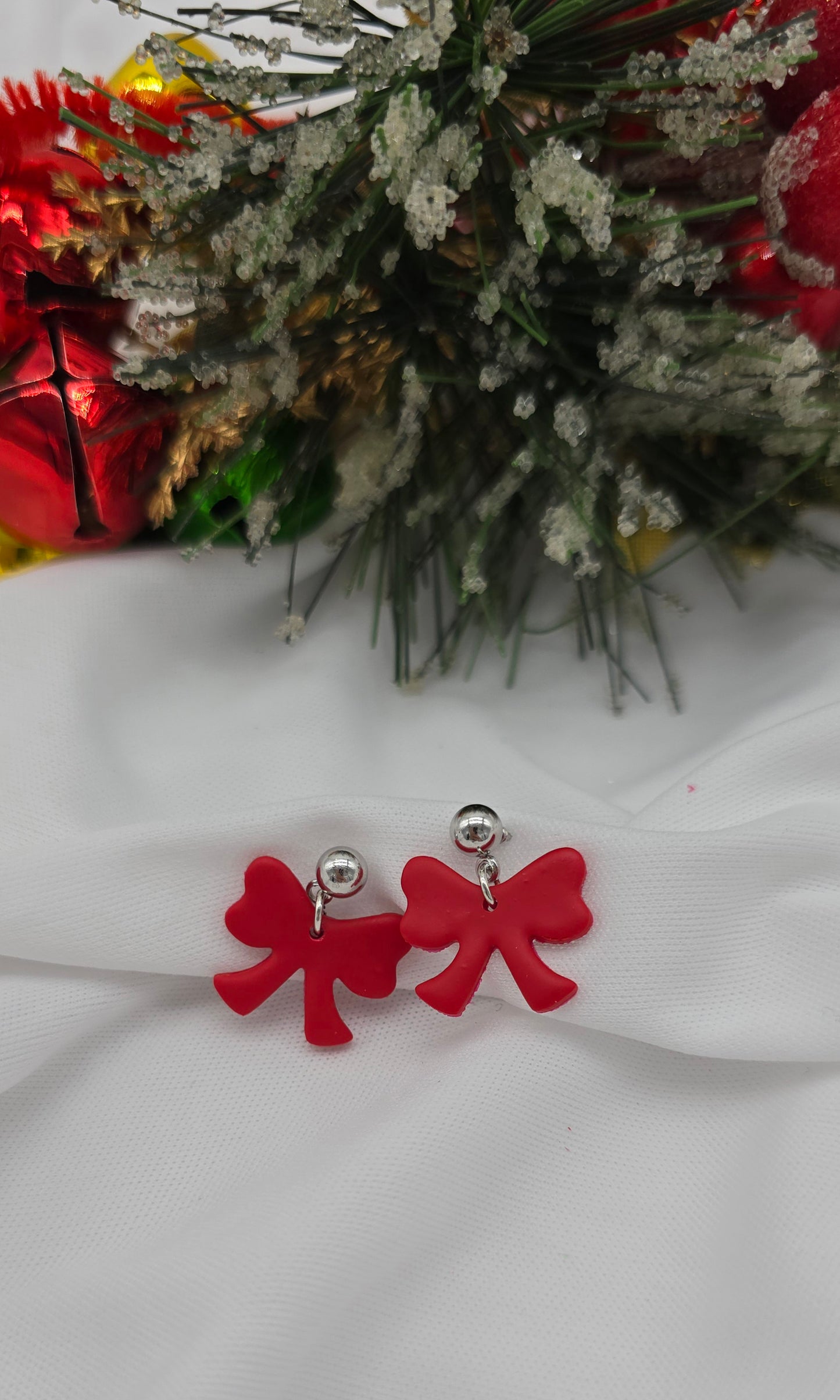 Mini Red Bow Earrings