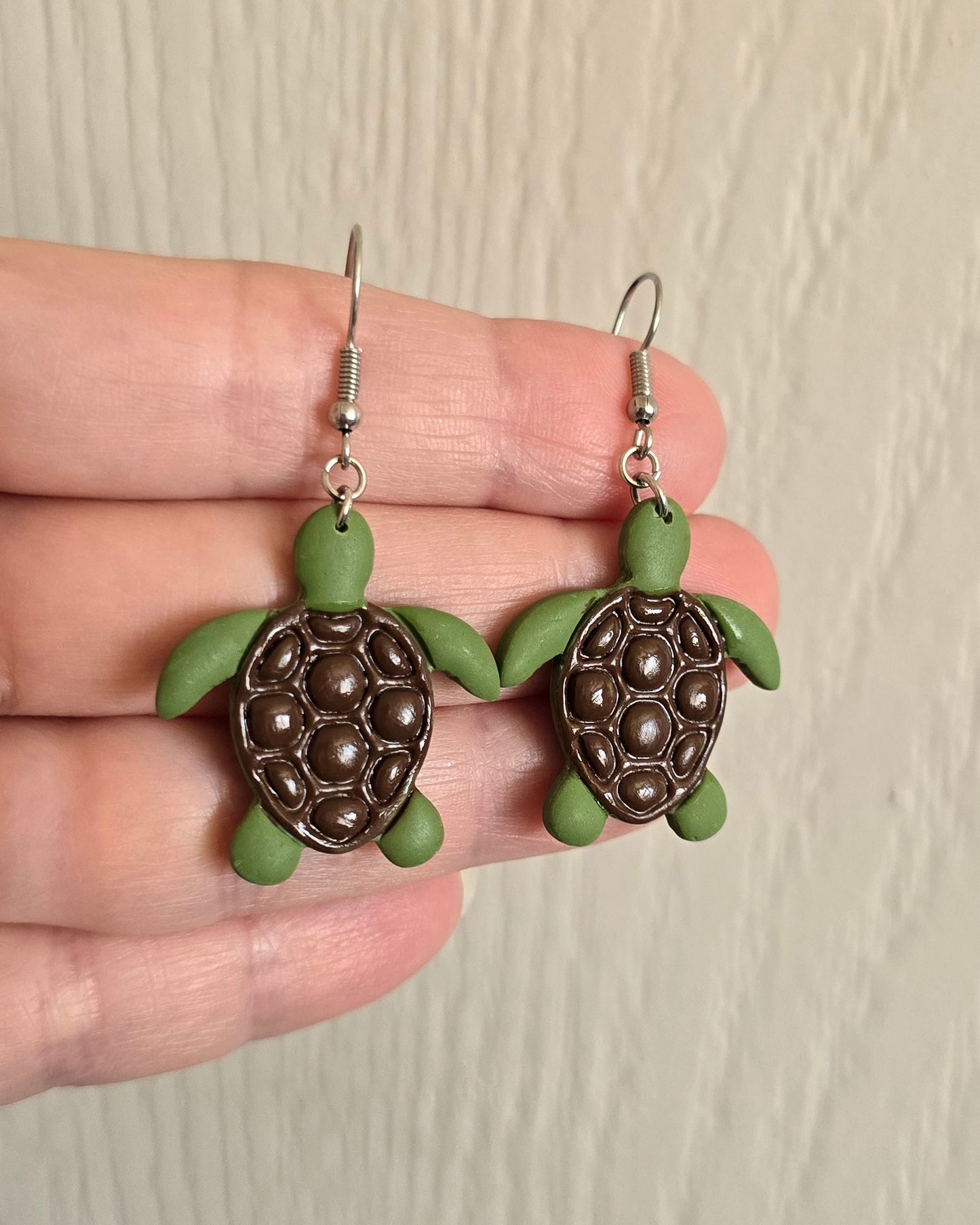 Green Sea Turtle Dangle Earrings