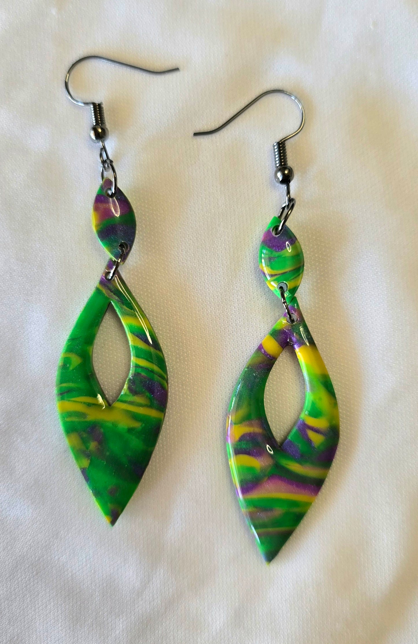Mardi Gras Dangle Earrings