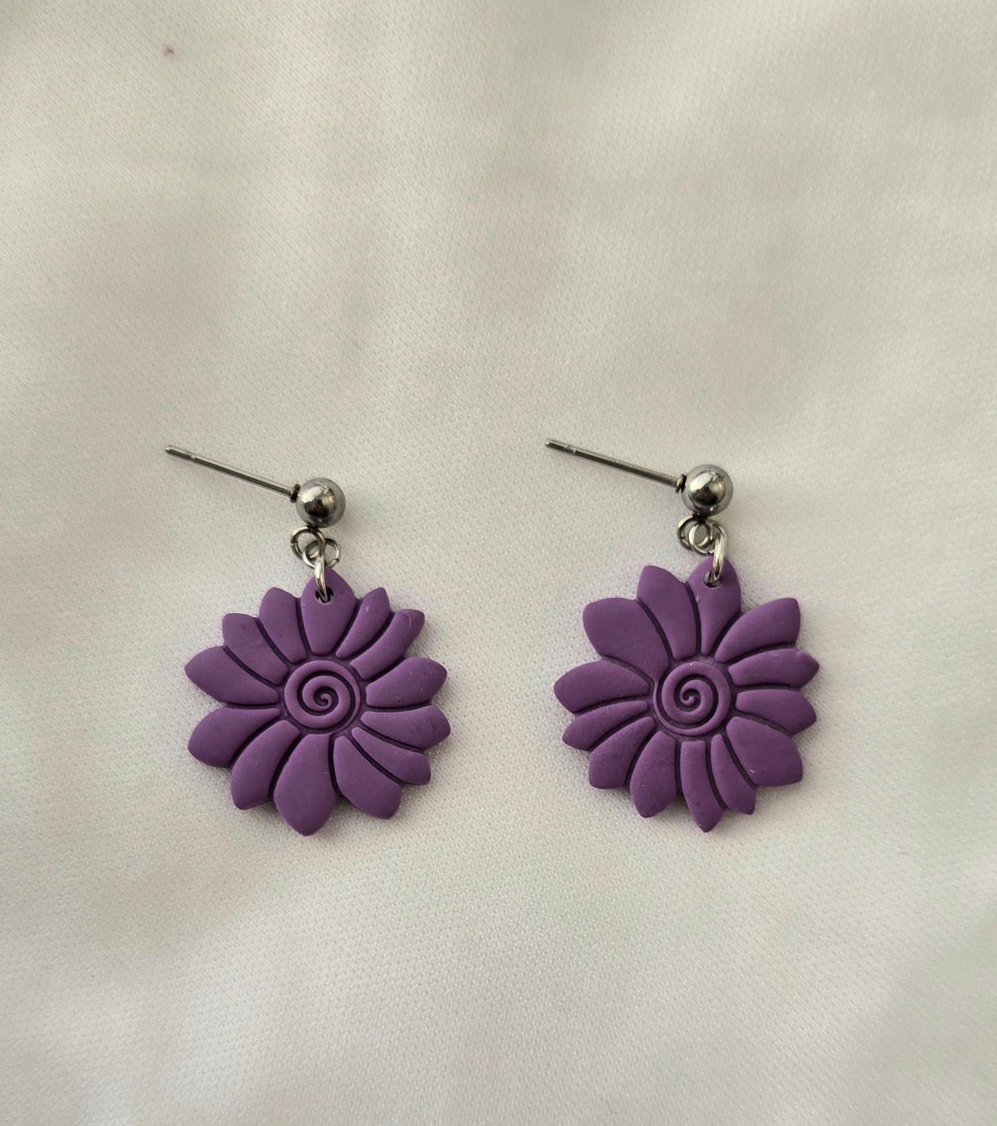 Purple Sunflower Earrings