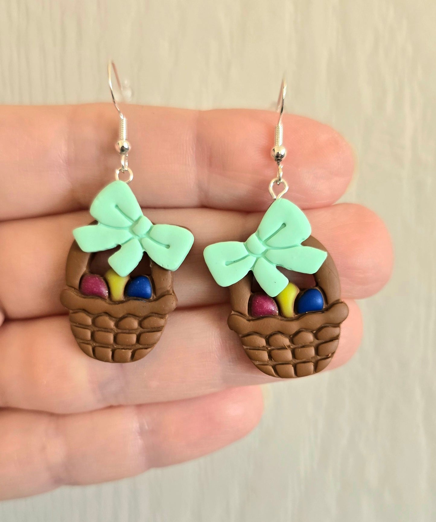 Easter Basket with Bow Earrings
