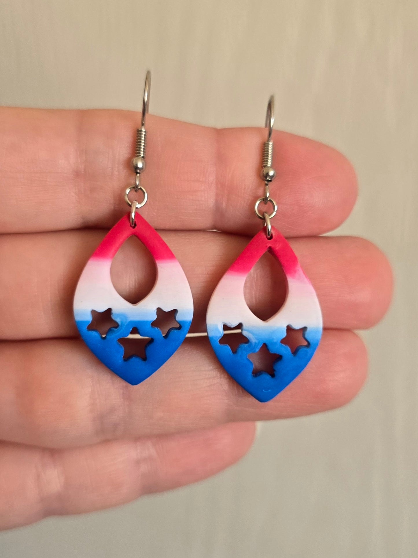 Stars Teardrop 4th of July Dangle Earrings