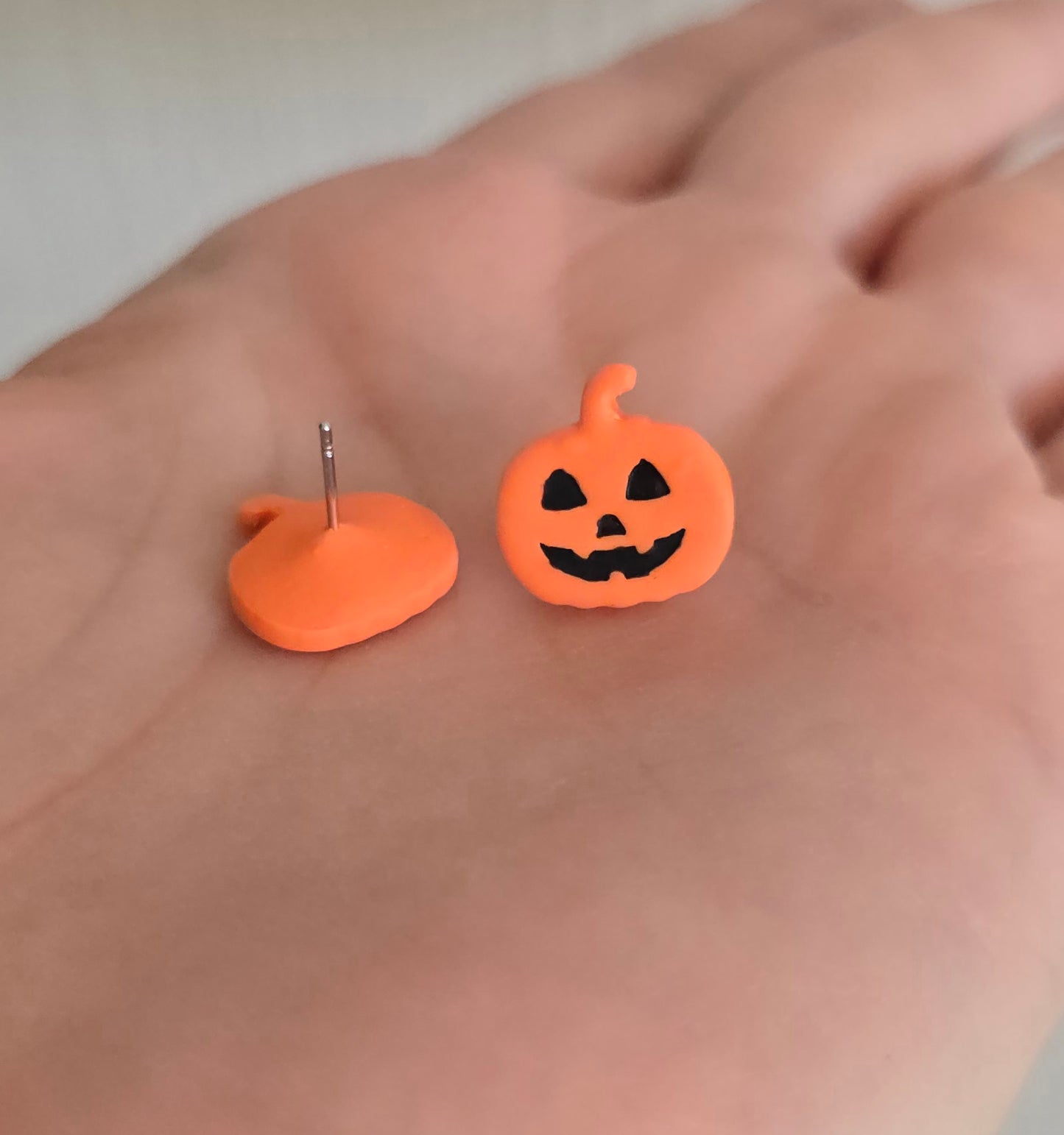 Mini Orange Jack O' Lantern Stud Pumpkin Earrings