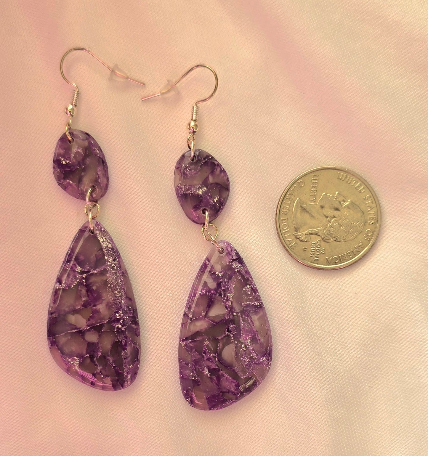 Amethyst Faux Oval Dangle Earrings
