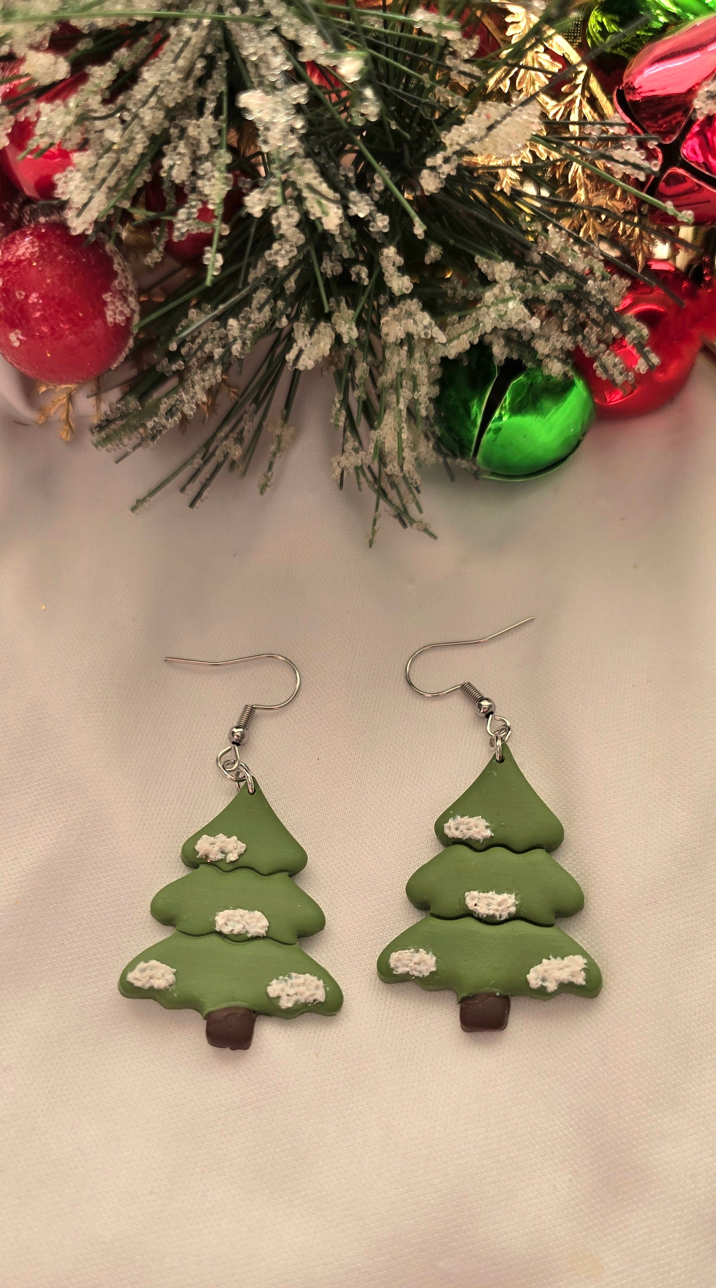 Snowy Christmas Tree Earrings