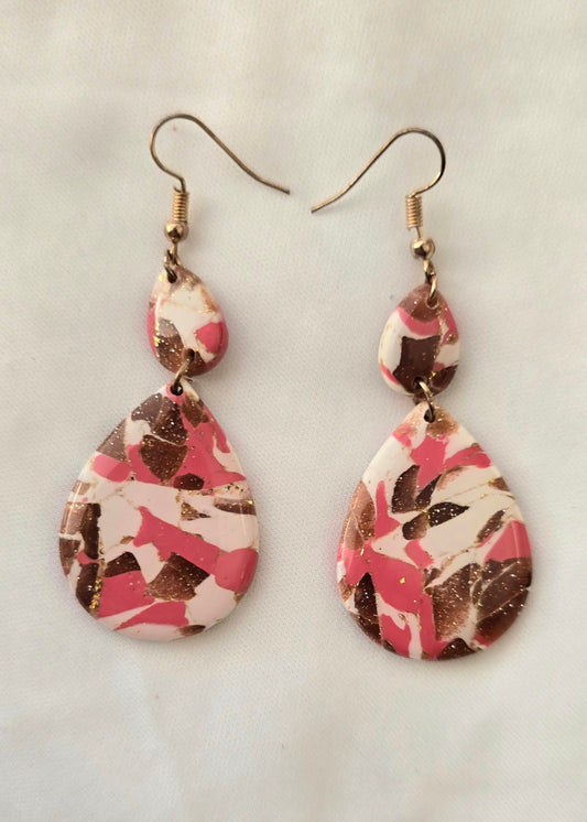 Rhodochrosite Faux Teardrop Earrings