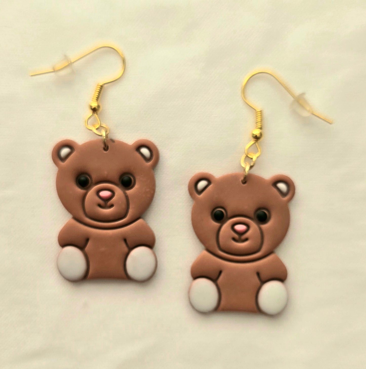 Brown Teddy Bear Large Dangle Earrings