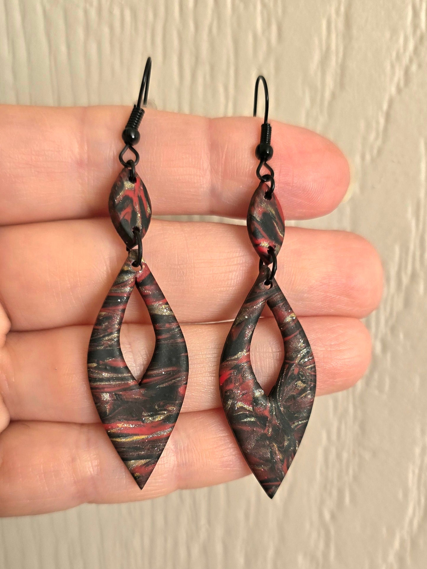Fire and Ice Swirl Dangle Earrings