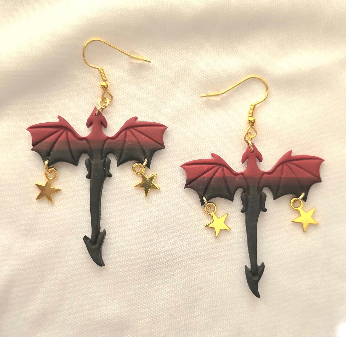Black and Red Dragon Earrings, Style 2