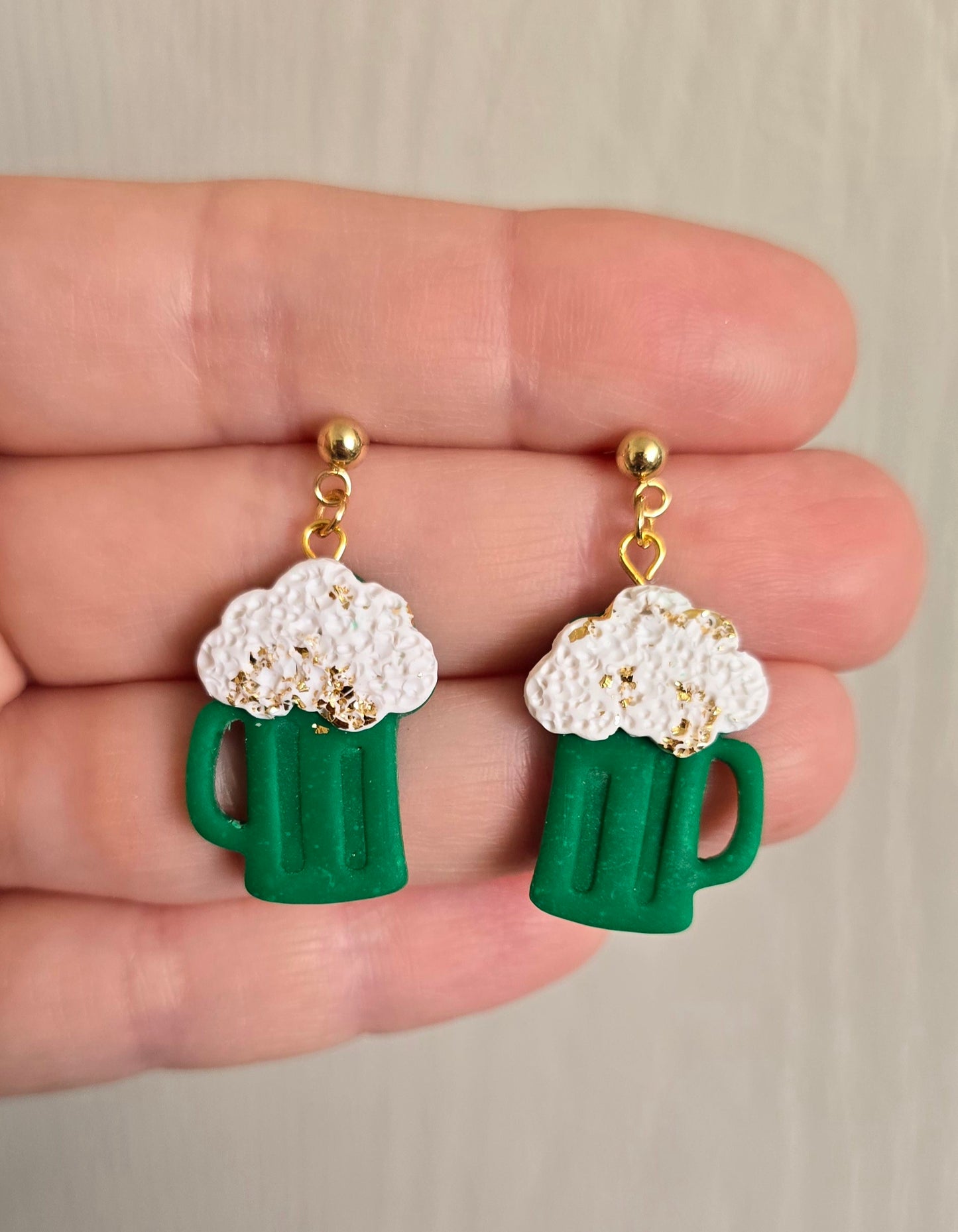 St. Patrick's Day Green Beer Mug Earrings