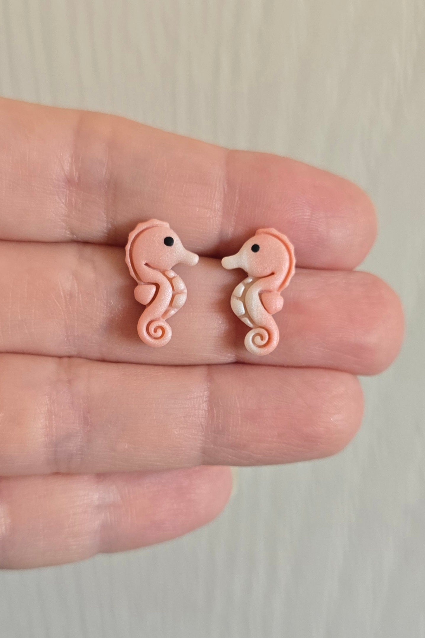 Pink Seahorse Stud Earrings