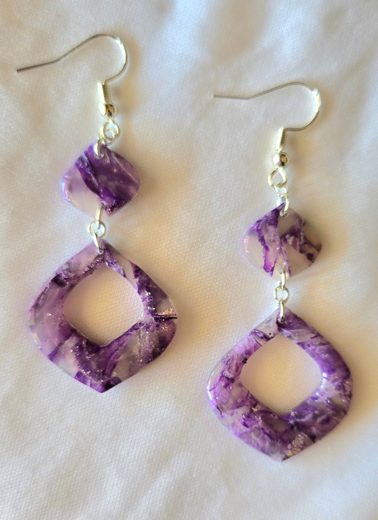 Amethyst Faux Hoop Dangle Earrings