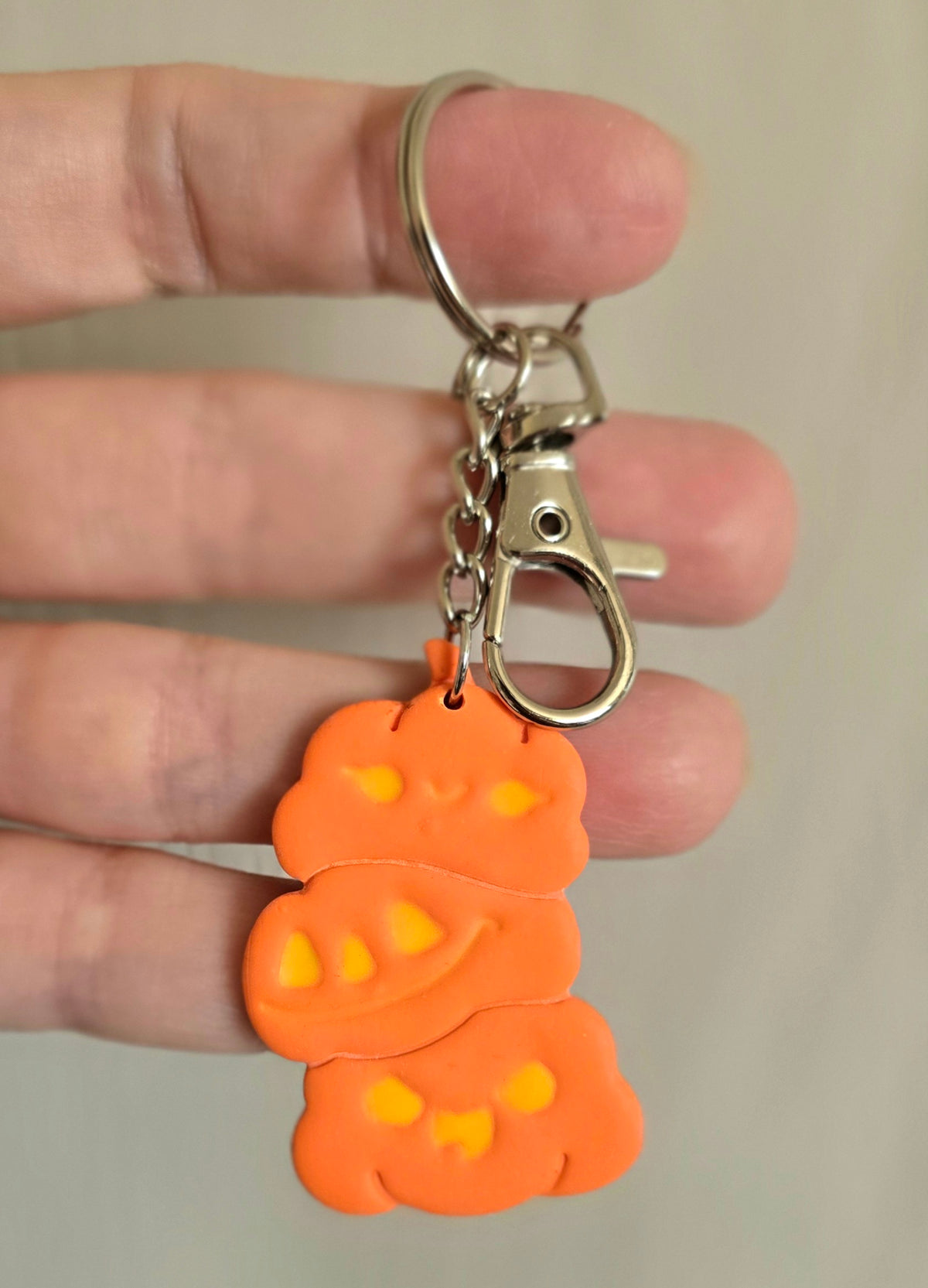 Triple Pumpkin Stack Keychain Orange