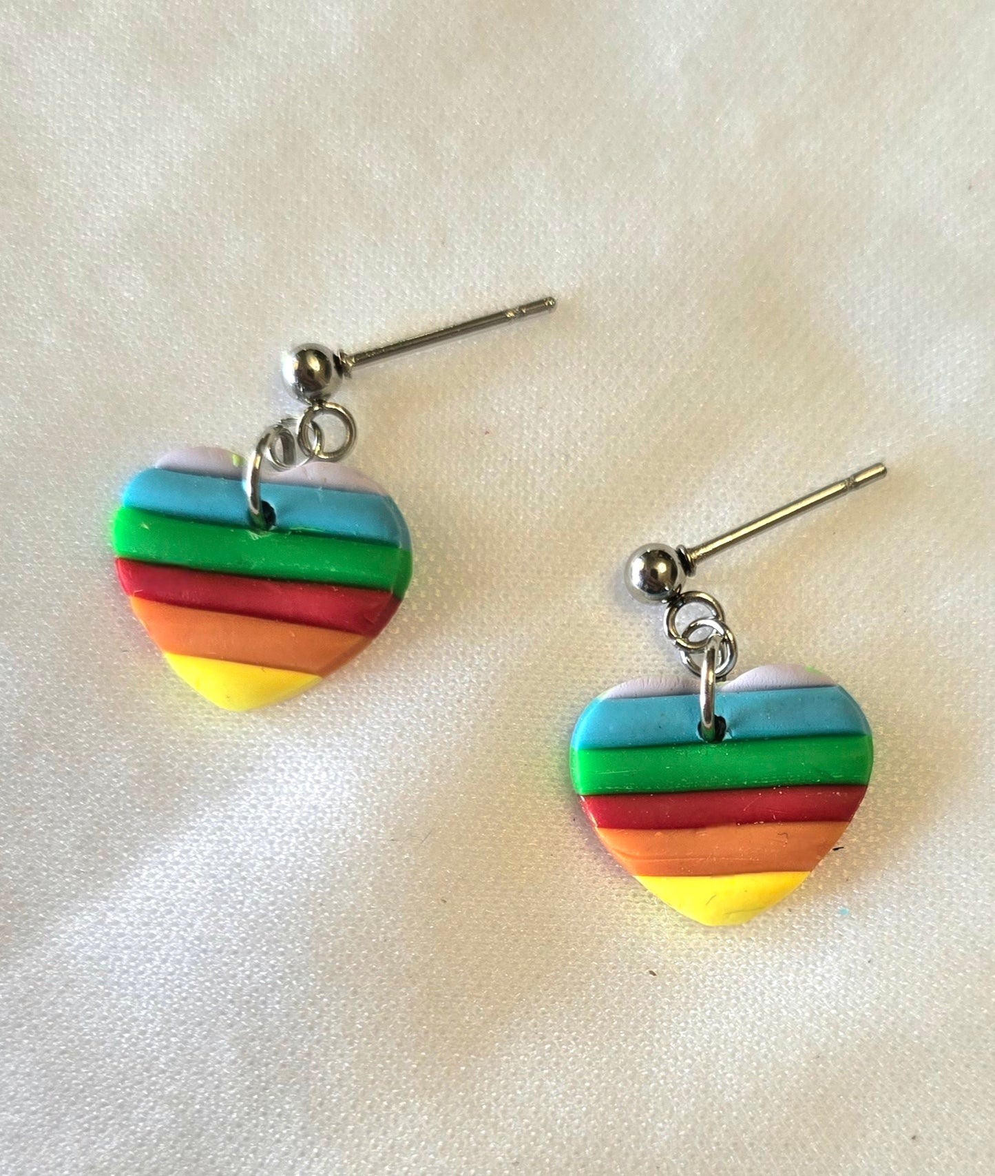Small Rainbow Heart Earrings