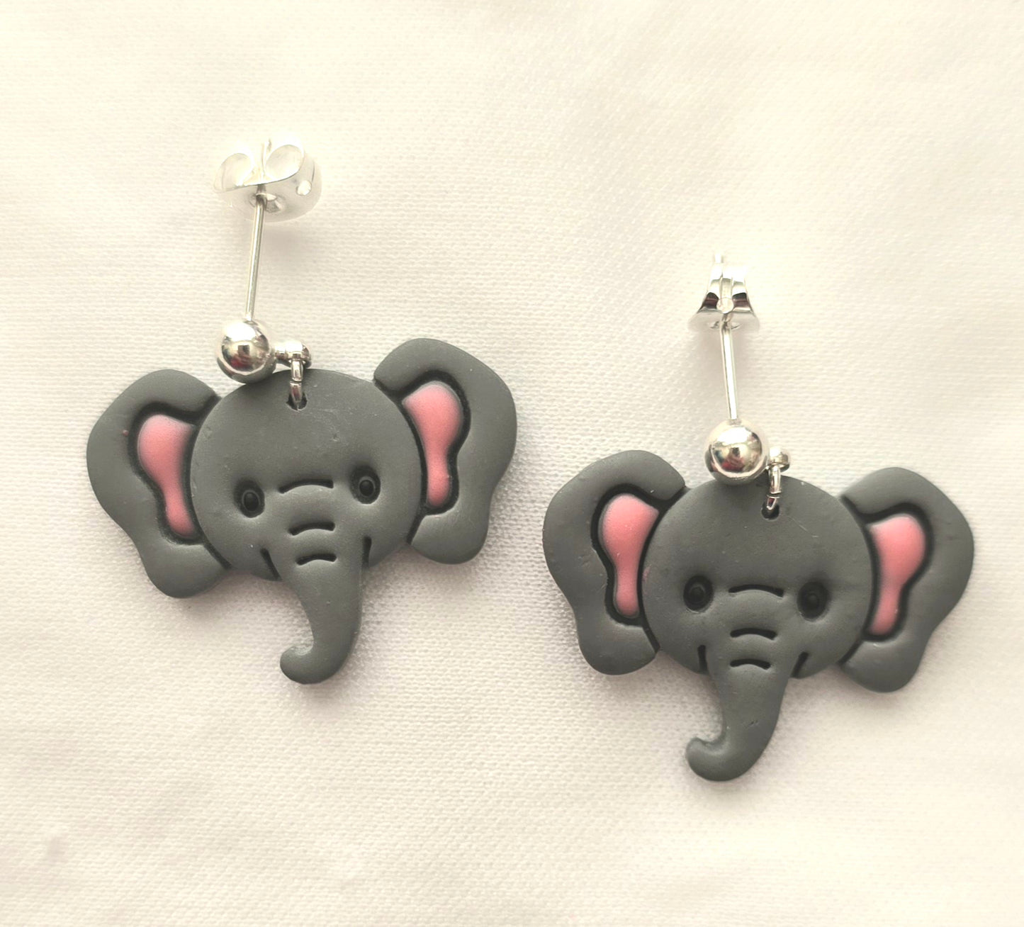 Gray Elephant Small Dangle Earrings
