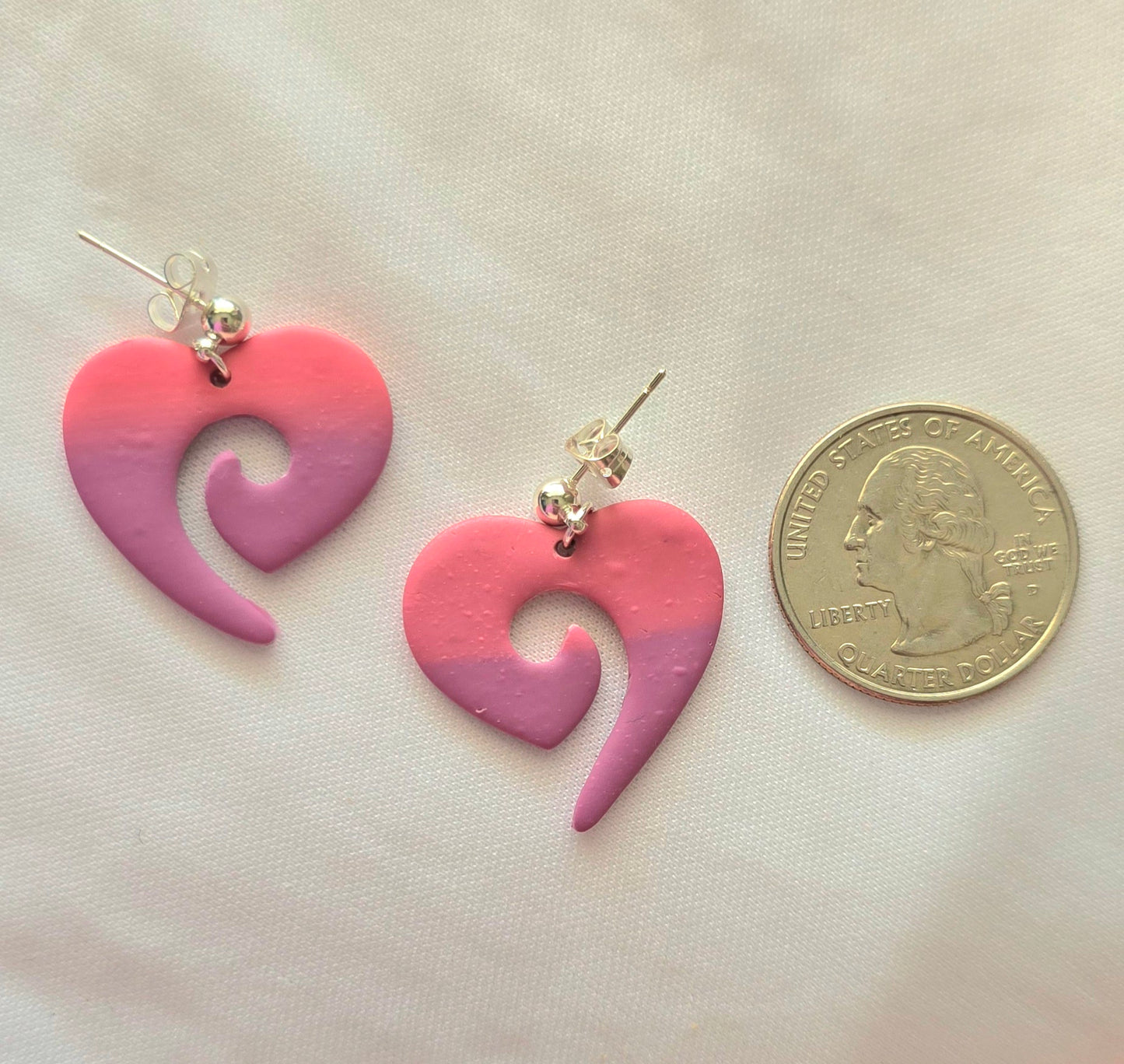 Pink and Purple Curvy Heart Earrings