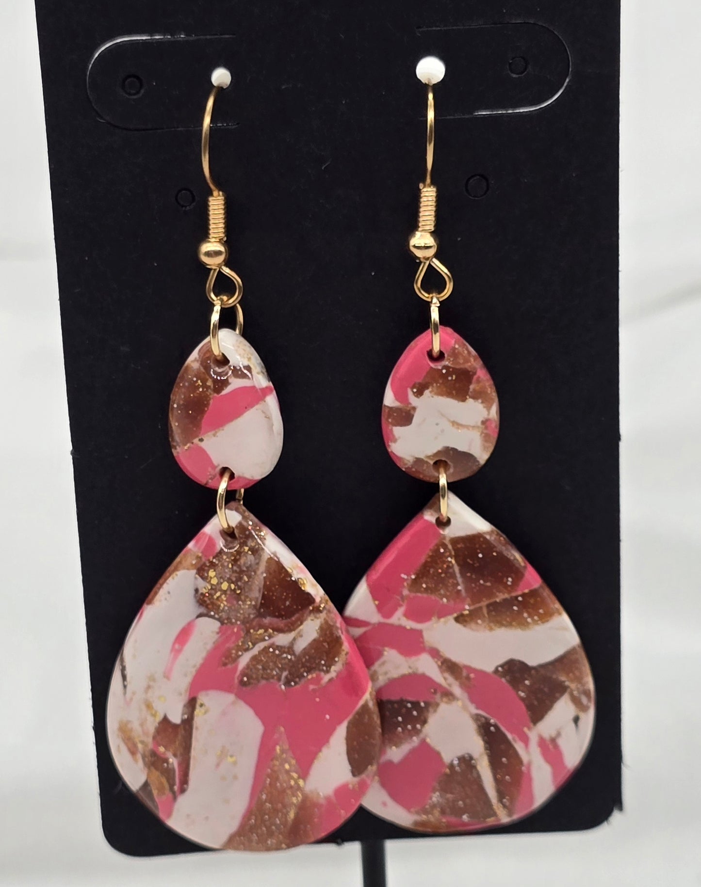 Rhodochrosite Faux Teardrop Earrings