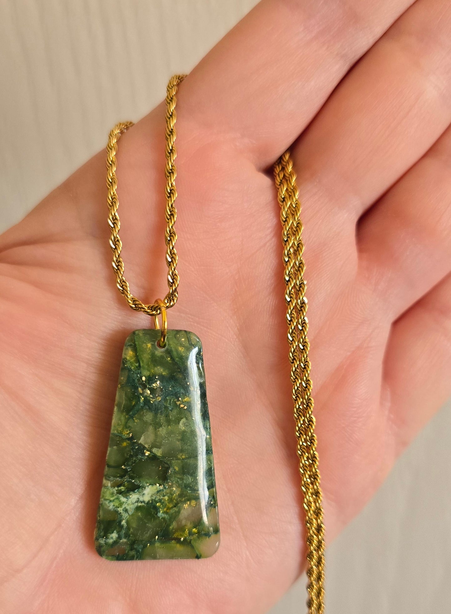 Faux Emerald Necklace