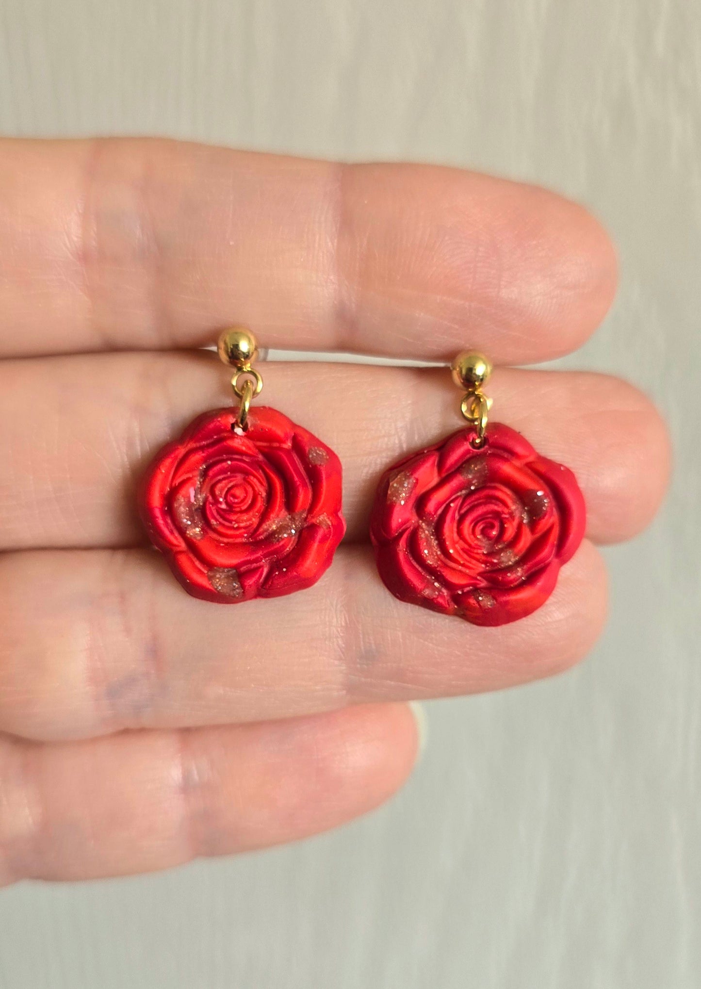 Red Rose Earrings