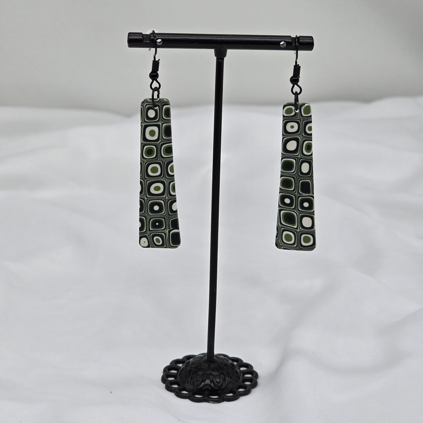 Green Circles Dangle Earrings