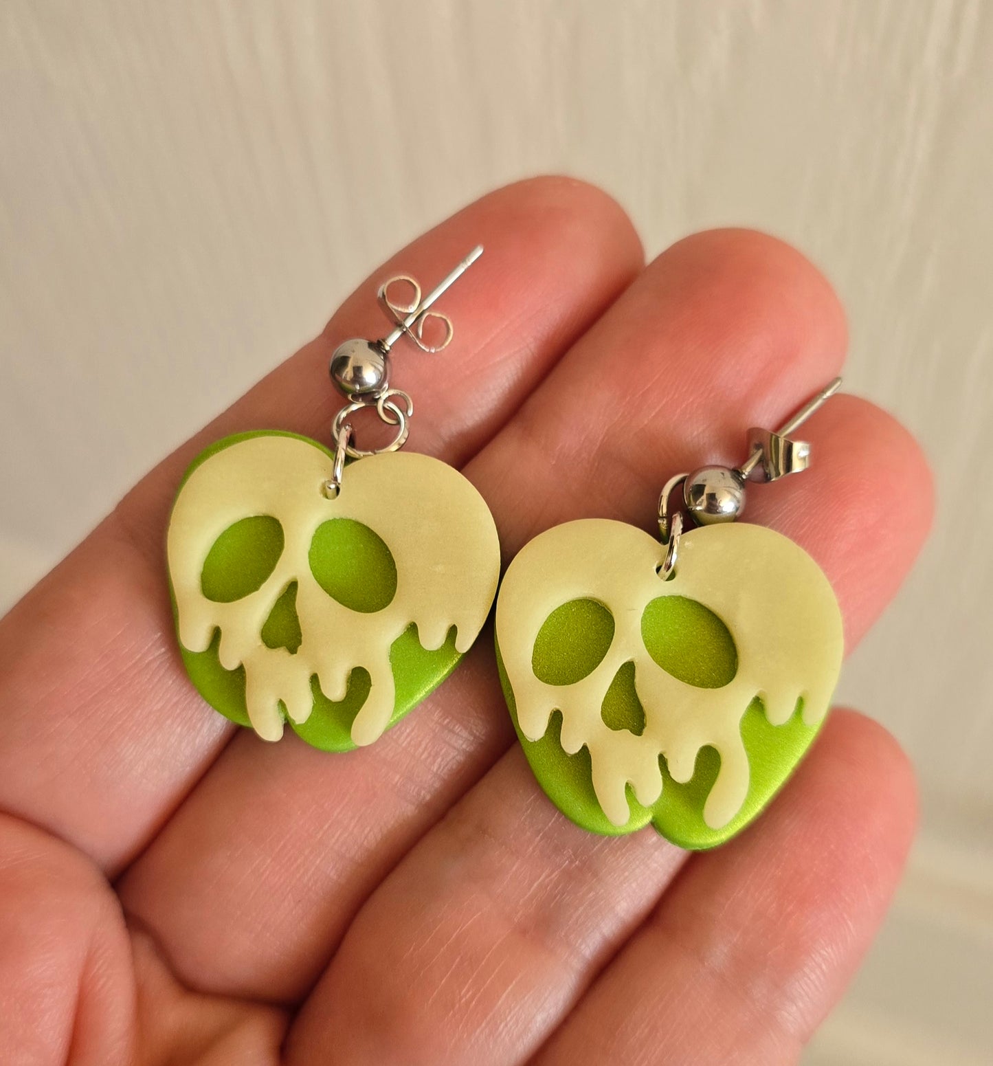 Glow in the Dark Green Poison Apple Earrings