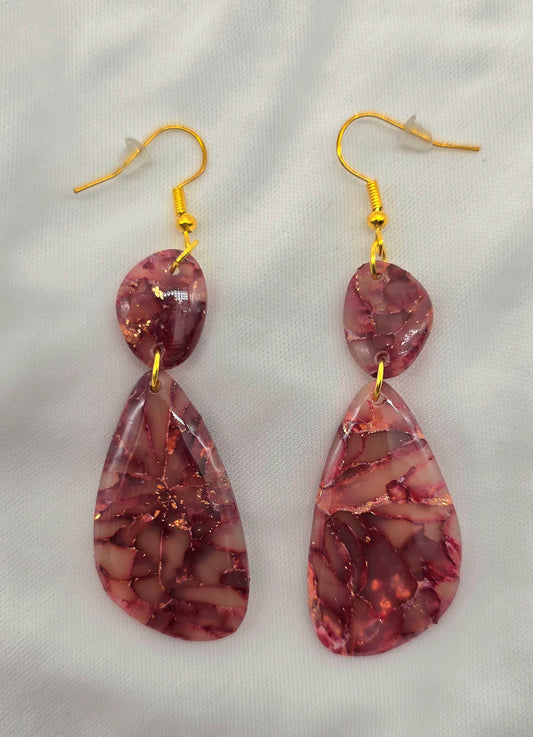 Strawberry Quartz Faux Oval Dangle Earrings
