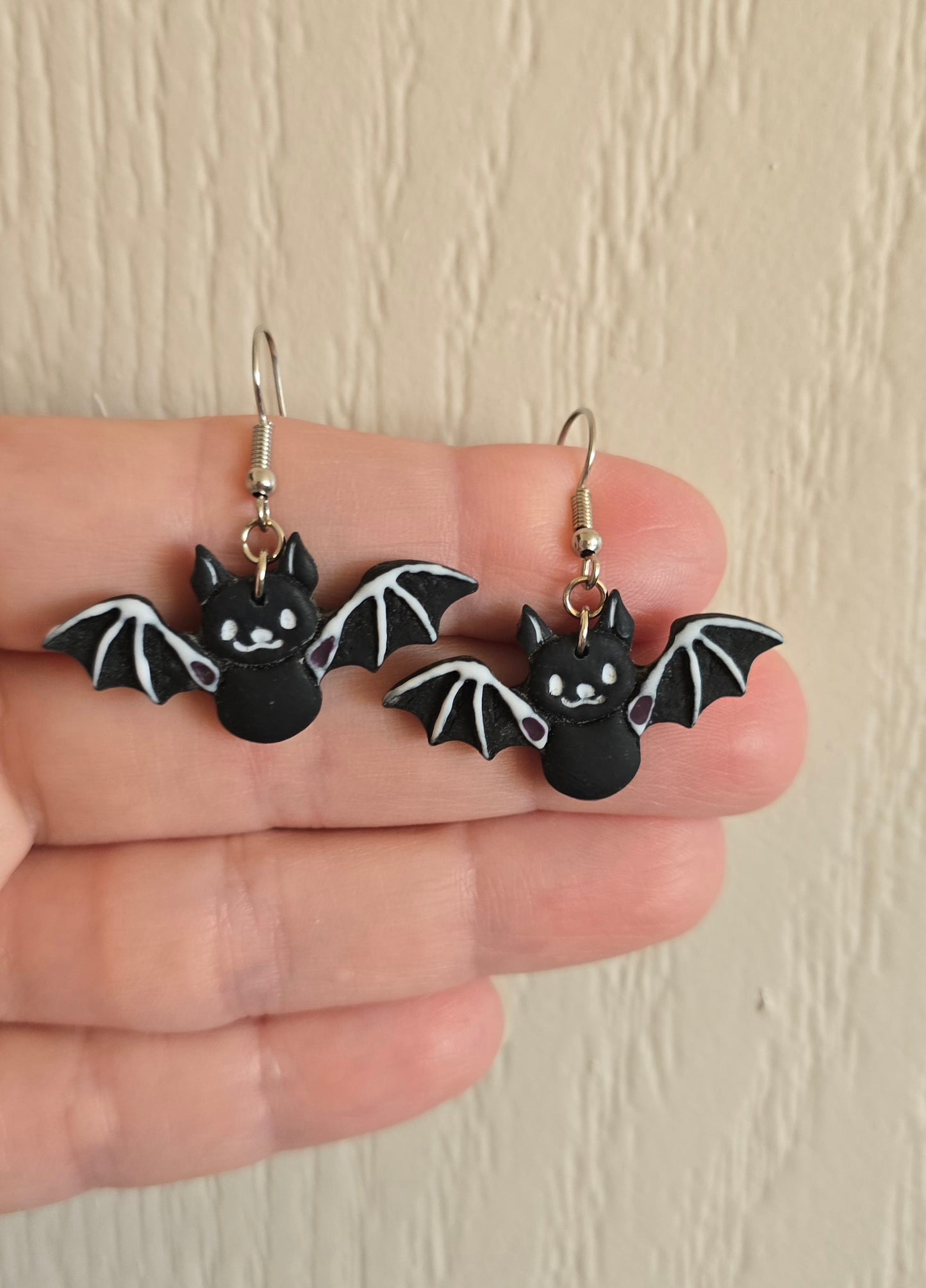 Black Bat Halloween Dangle Earrings